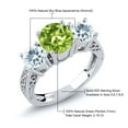 thumbnail image 6 of Gem Stone King 2.15 Cttw Green Peridot and Sky Blue Aquamarine 3-Stone Ring for Women | 925 Sterling Silver | Round 7MM and 5MM | Gemstone Birthstone | Available in Size 5, 6, 7, 8, 9 | Size 9, 6 of 6