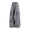 thumbnail image 5 of vigerkar Women Parachute Pants Loose Lightweight Drawstring Waist Hop Cargo Pants (Light Gray, M), 5 of 6