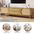 thumbnail image 3 of 75'' TV Stand with Rattan Drawers & Fluted Doors, Modern Media Console, Solid Wood Legs, Spacious Storage & Cable Management, Entertainment Center for Living Room Bedroom, Natural Finish, 3 of 6