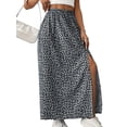 thumbnail image 2 of Women'S Floral Print Wrap Skirt, Casual Side Slit Midi Skirt for Vacation & Resort Wear Black XL, 2 of 9