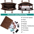 thumbnail image 3 of Laptop Bag for Women Leather Work Tote 15.6 Inch Laptop for Computer Messenger Bag Waterproof Briefcase Business Office Professional Large Capacity Handbag Shoulder Teacher Nurse Bag, 3 of 10