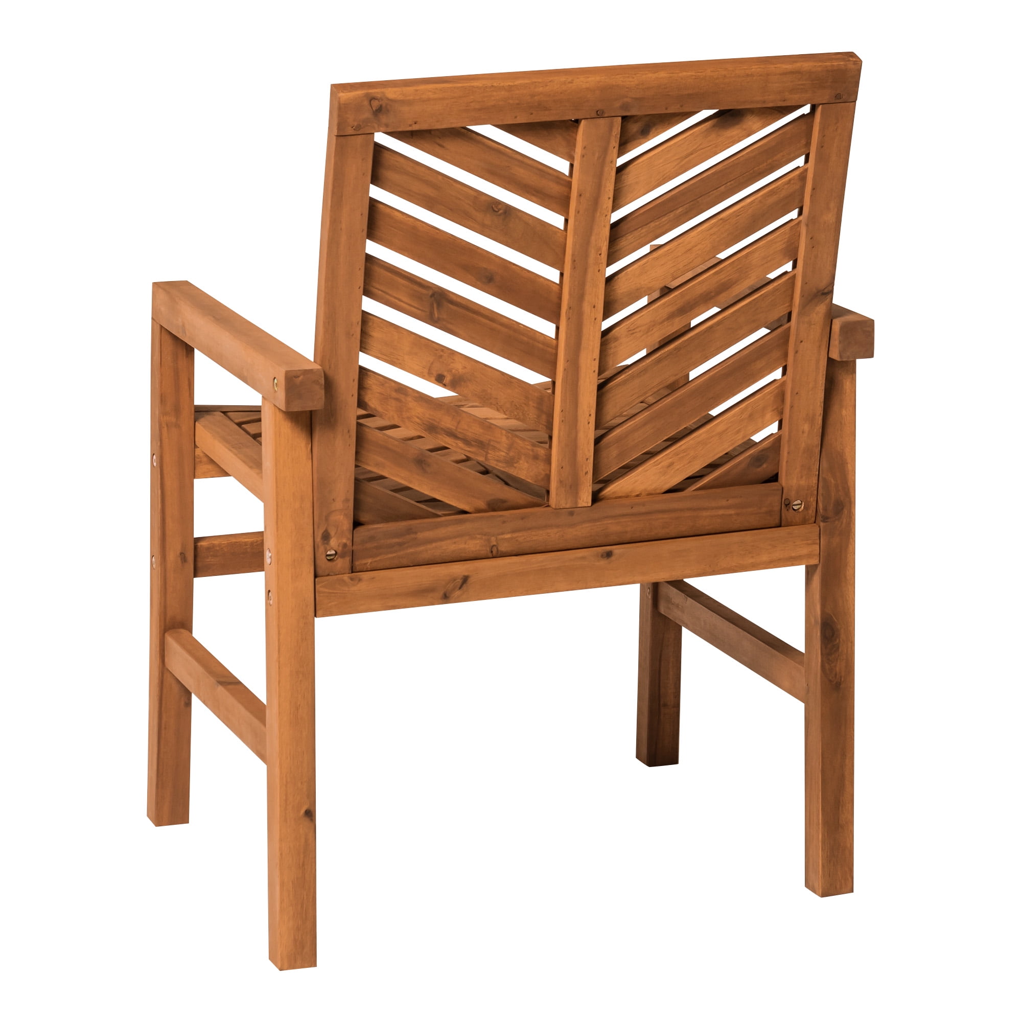Walker Edison Solid Acacia Wood Chevron Outdoor Chair, 2pk - Brown