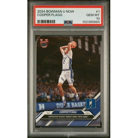 Graded 2024 Topps Bowman U Now Cooper Flagg #1 NCAA Debut Rookie RC Basketball Card PSA 10 Gem Mint