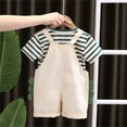thumbnail image 6 of HCYSFG Boys Dinosaur Applique Outfit Sets 2 Piece Crewneck Short Sleeve Clothing Sets Striped T Shirt And Overall Shorts Matching Sets, 6 of 8