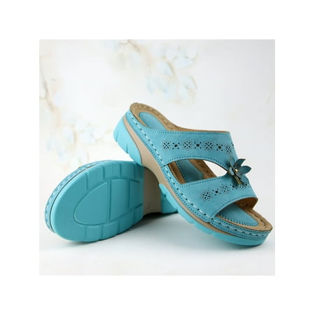 

Rotosw Women s Slipper Hollow Backless Open Toe Casual Platform Wedge Shoes Lightweight