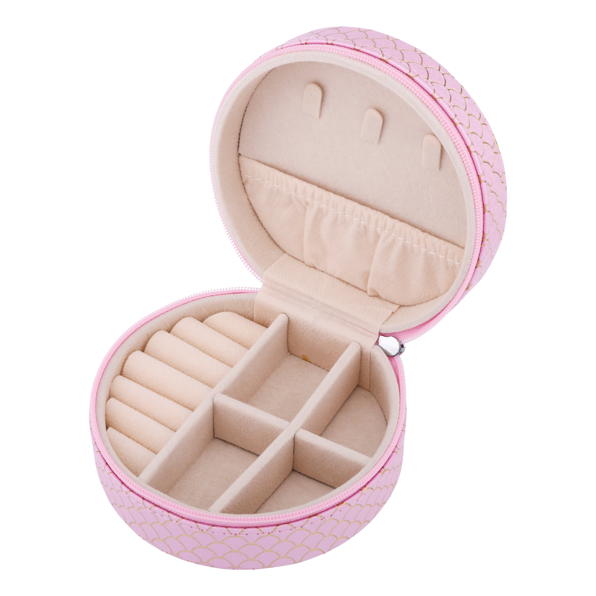 Unique Bargains Mini PU Leather Jewelry Box for Women Portable Organizer Case Pink