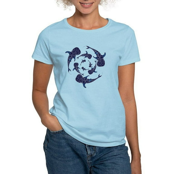 CafePress - Whale Sahrk Blue Spiral Women's Light T Shirt - Women's Classic T-Shirt