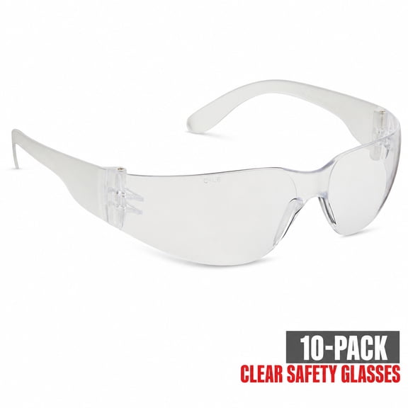 Hyper Tough Clear Protective Eyeglasses, 10 Count