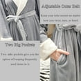 thumbnail image 3 of LOFIR Womens Fleece Robes Long Plush Soft Warm Flannel Spa Bathrobe for Women Ladies Sleepwear (Light Gray, L), 3 of 7