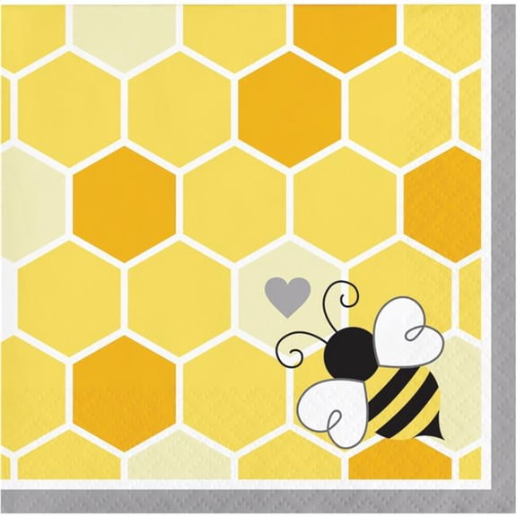 Creative Converting 339891 Bumblebee Baby Shower Beverage Napkins, 16 Count