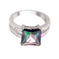 thumbnail image 3 of Princess Cut Mystic Simulated Topaz Cubic Zirconia Ring Sterling Silver Size 8, 3 of 3
