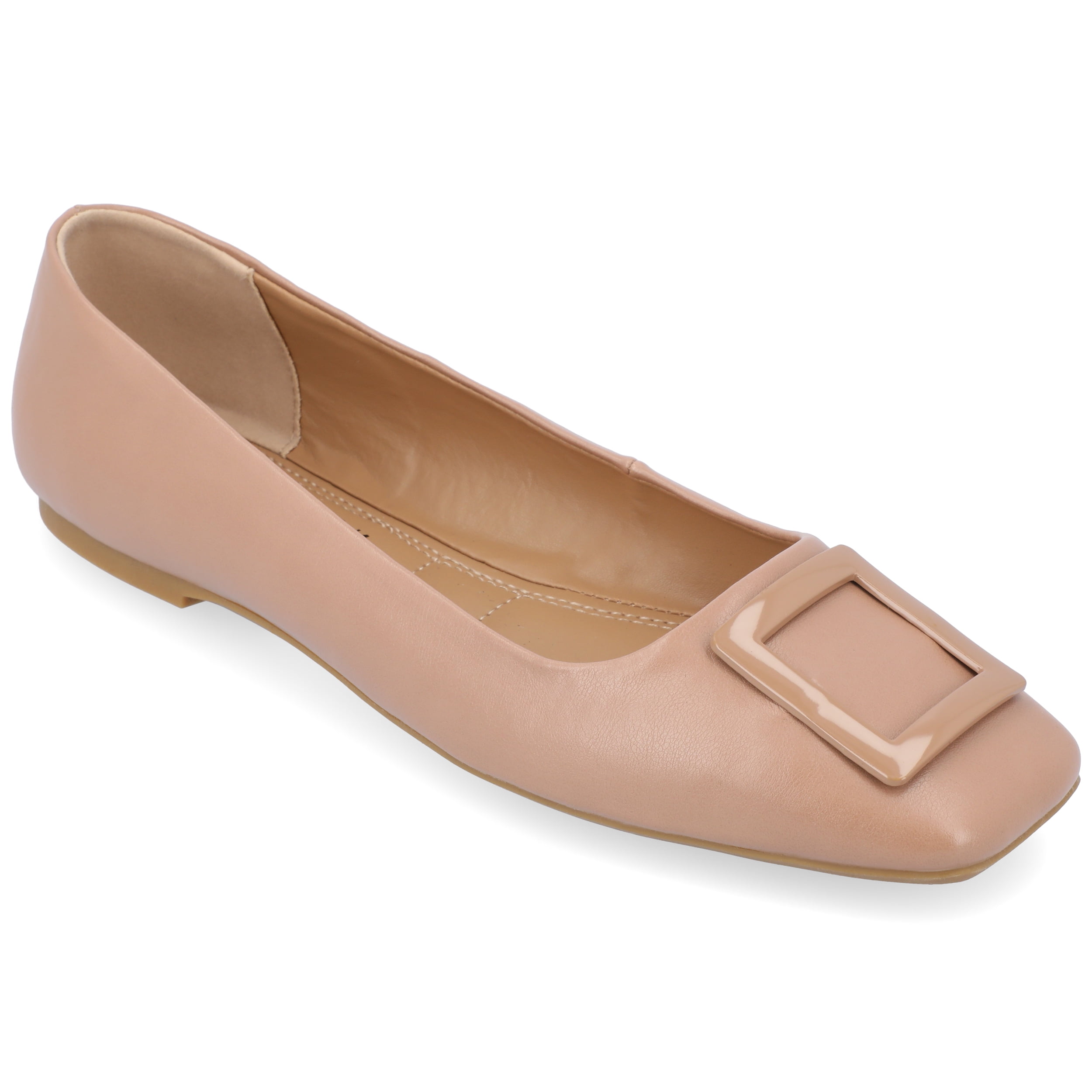 JOURNEE COLLECTION Womens Beige Faux Pearl Padded Embellished Leonie Square Toe Slip On Slide Sandals Shoes main image 1