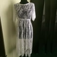thumbnail image 4 of WEIXINBUY Nouvelle Robe en Dentelle pour Femme Décontractée Longue Noire à Manches Courtes Col Rond Transparente Tenue de Plage Robes Grande Taille, 4 of 8