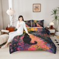 thumbnail image 4 of Manfei Kawaii Black Cat Bedding Comforter Set 2pcs for Child Teens,Spring Garden Twin Comforter Sets Microfiber,Chic Floral Flowers Breathable Bedding Set,Microfiber Bedroom Decor,Reversible, 4 of 8