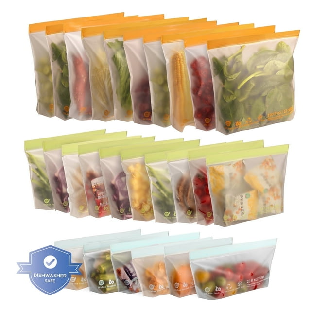 Bolsa de 26 Bolsas Reutilizables para Almacenamiento de Alimentos, a Prueba de Fugas y sin Bpa, Bolsas Tipo Sándwich para el Almuerzo