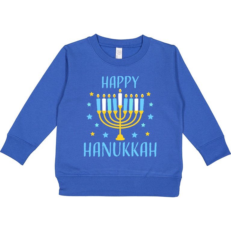 Happy Hanukkah With Menorah and Stars Toddler Sweatshirt photo 2