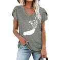 thumbnail image 2 of Birdeem Mode Femmes Été Col en V Manches Courtes T-Shirt Imprimé Décontracté Blouse, 2 of 4