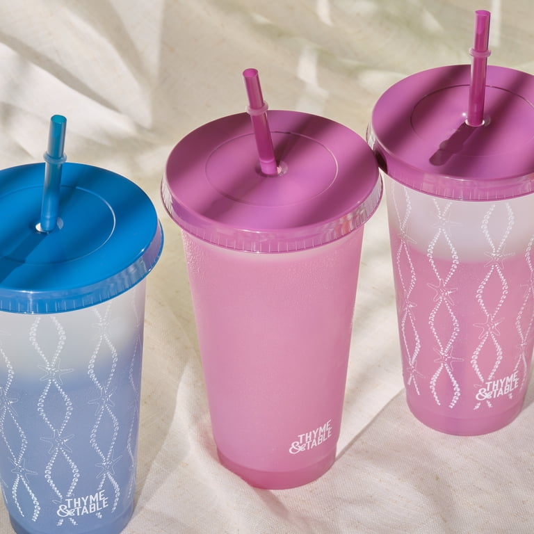 Thyme & Table 24oz 4-pack Color Changing Cups, Blue and Purple