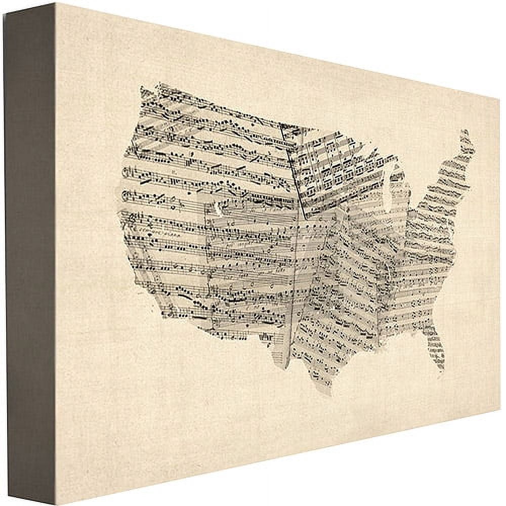 Trademark Art "USA    Old Sheet Music Map" Canvas Art by Michael Tompsett