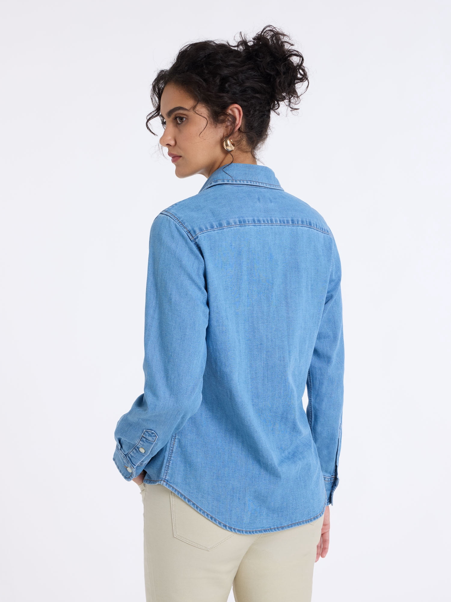 U.S. Polo Assn. Women's Denim Long Sleeve Button Down Shirt, Sizes XS-XL