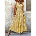 thumbnail image 4 of ZOELNIC Women's Summer Maxi Dress Casual Floral Boho Short Sleeve V Neck Flowy Beach Long Dresses, L, 4 of 6