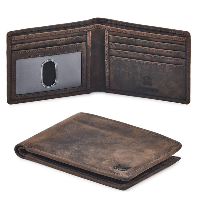 Cartera plegable Wise Owl Accessories de piel auténtica con bloqueo RFID