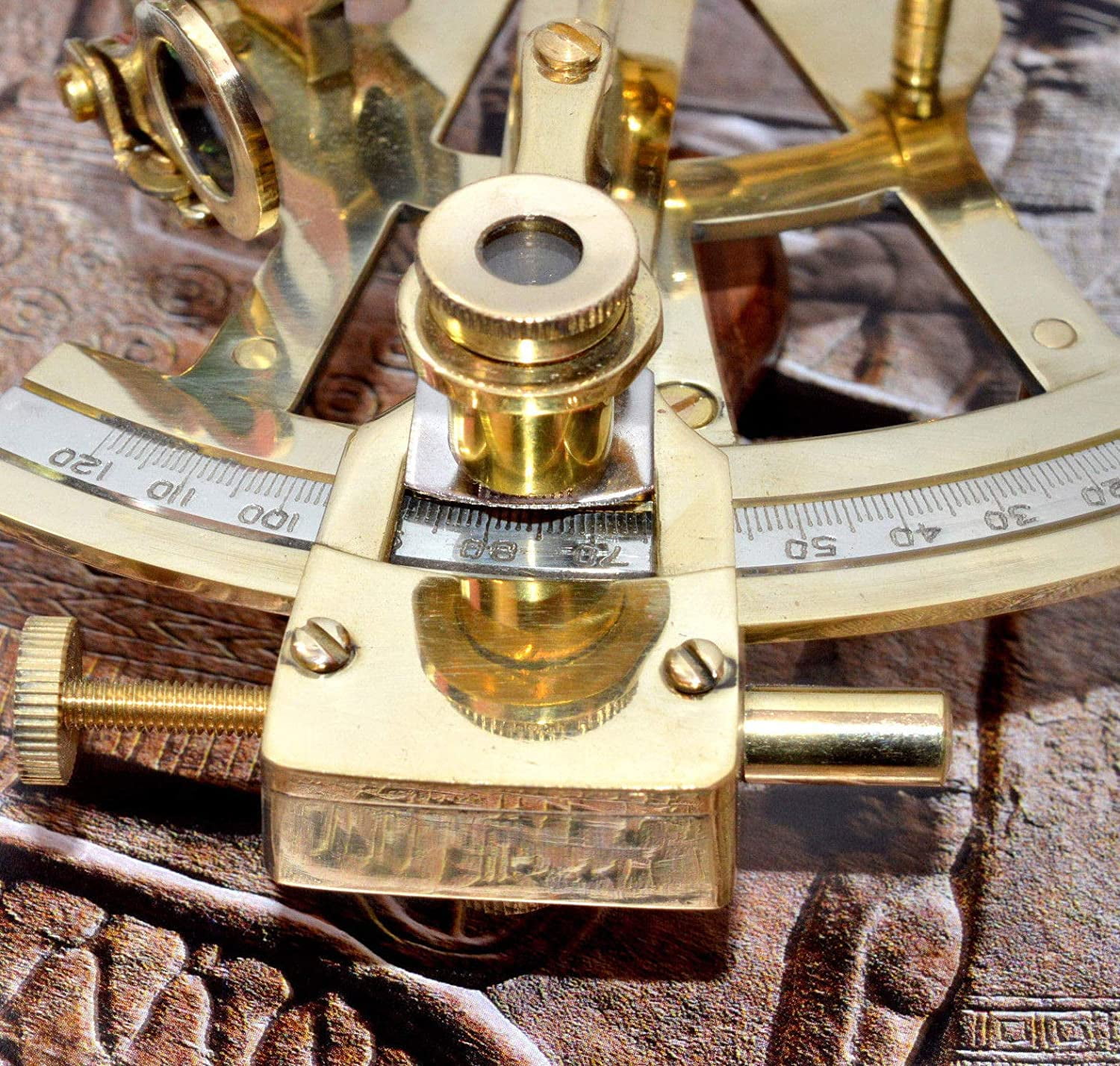 Nautical Antique Brass Marine Sextant MaritimeHandMade Leather Case bOX nEW Gift 