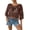 317#Brown, variant on Boho Scallop Trim Crochet Beach Cover Up for Women Plain Fringe Trim 3/4 Sleeve Crew Neck Sheer Swimwear Coverup
