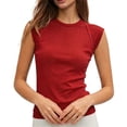 thumbnail image 3 of Bibifish Womens Tees Crew Neck Sleeveless Raglan Sleeve Seam Fitted Solid T-Shirts Layering Casual Street Style Everyday Tops, 3 of 6