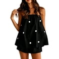 thumbnail image 3 of Womens 2 Piece Outfits Short Sets Strapless Summer Polka Dot Shorts Casual Loose Fit Tank Top Vacation Shorts Matching Sets Black S, 3 of 5