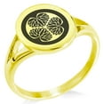 thumbnail image 1 of Stainless Steel Tokugawa Samurai Crest Minimalist Oval Top Polished Statement Signet Ring, 1 of 1