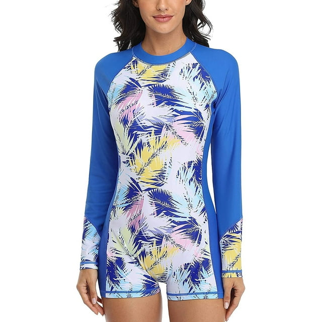 BeautyIn Femmes une Seule Pièce Éruption Cutanée Garde Maillots de Bain à Manches Longues UV UPF 50+