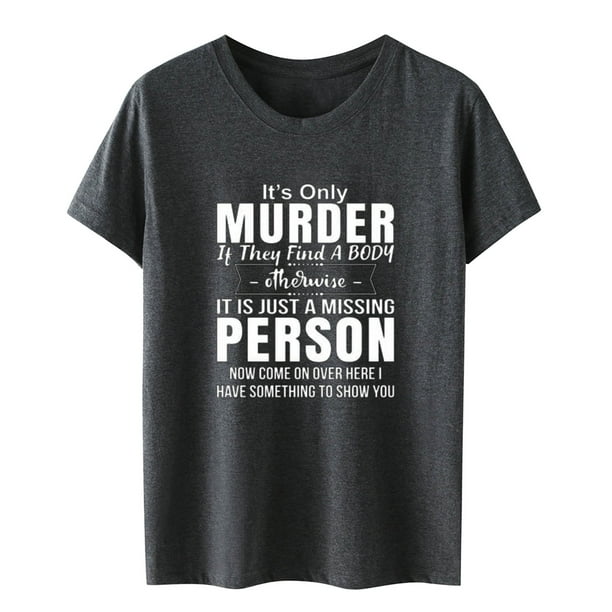 Gibobby Camisetas Mujer Manga Corta Camiseta manga corta con cuello redondo y estampado letras divertidas color sólido informal para mujer(Gris oscuro,CH)