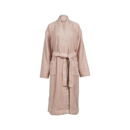 

Pure Fiber Large/x-Large Pink Women s 100% Turkish Cotton Terry Cloth Pleated Bathrobe by Pure Fiber