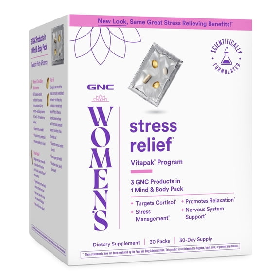 GNC Women's Stress Relief Vitapak, Stress & Cortisol Management, 30 Count