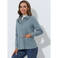 thumbnail image 3 of INSPIRE CHIC Women's Drawstring Waist Flap Pockets Lightweight Utility Jacket Grey Blue XL, 3 of 5