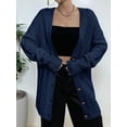 thumbnail image 4 of Women'S Cable Knit Cardigan Long Sleeve Open Front Button Down Knitwear Sweater Coat Navy Blue XL, 4 of 5