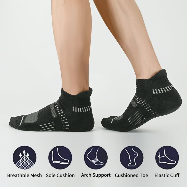 HEATUFF Men's Athletic Ankle Socks Mens Sock Size 10-13 Male Quarter  Cushioned Socks 6 Pairs 