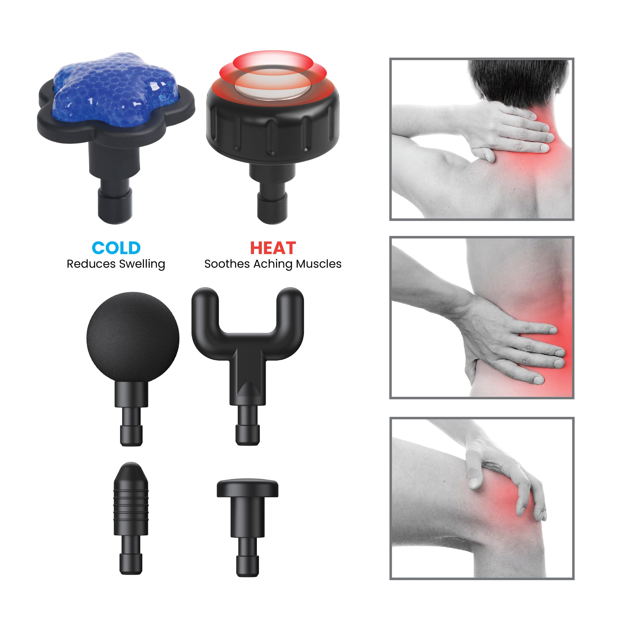 TRAKK COMPACT HOT & COLD MASSAGE GUN - 6 INTERCHANGABLE HEADS