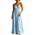 thumbnail image 2 of Aimik Women's Wrap Waist Maxi Sundress Summer Spaghetti Strap V Neck Solid Maxi Sundress Loose Airy Casual Vacation Long Dress, 2 of 6