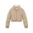 thumbnail image 4 of A2Y Women's Cropped Zipper Puffer Jacket Khaki L, 4 of 4