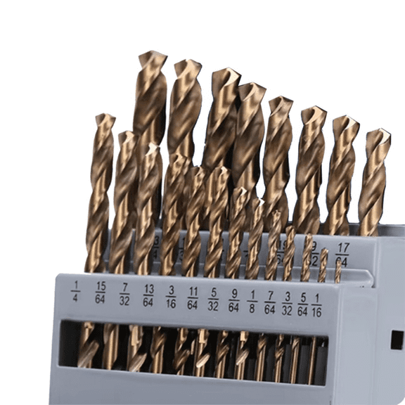 Cobalt Drill Bits Set M35 High Speed Steel Twist Jobber Length for Hardened Metal, Stainless Steel, Cast Iron (21Pcs)