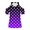 thumbnail image 4 of Cavosen Womens Summer Tops Short Sleeve Cold Shoulder Sleeve V-Neck Pullover Tees Gradient Polka Dots Tops Fashion Shirts T Shirt Blouses Casual Leisure Regular Fit Purple L, 4 of 5