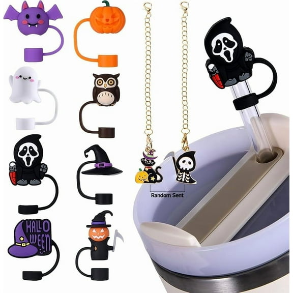 10pc 3D Christmas Straw Topper for Stanley 2025 New Silicone Reusable Christmas Straw Covers with Cup Accessories for Stanley 30&40 Oz Tumbler Cup Christmas Gift(Christmas style B)