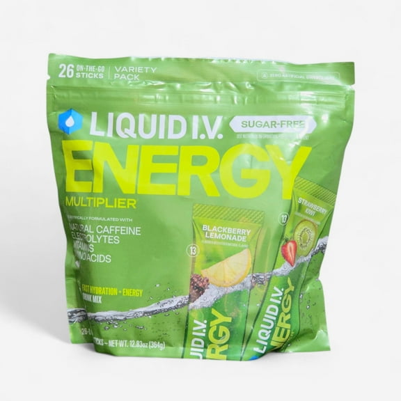 Liquid IV Sugar-Free Energy Multiplier, Blackberry Lemonade & Strawberry Kiwi, 26 Sticks