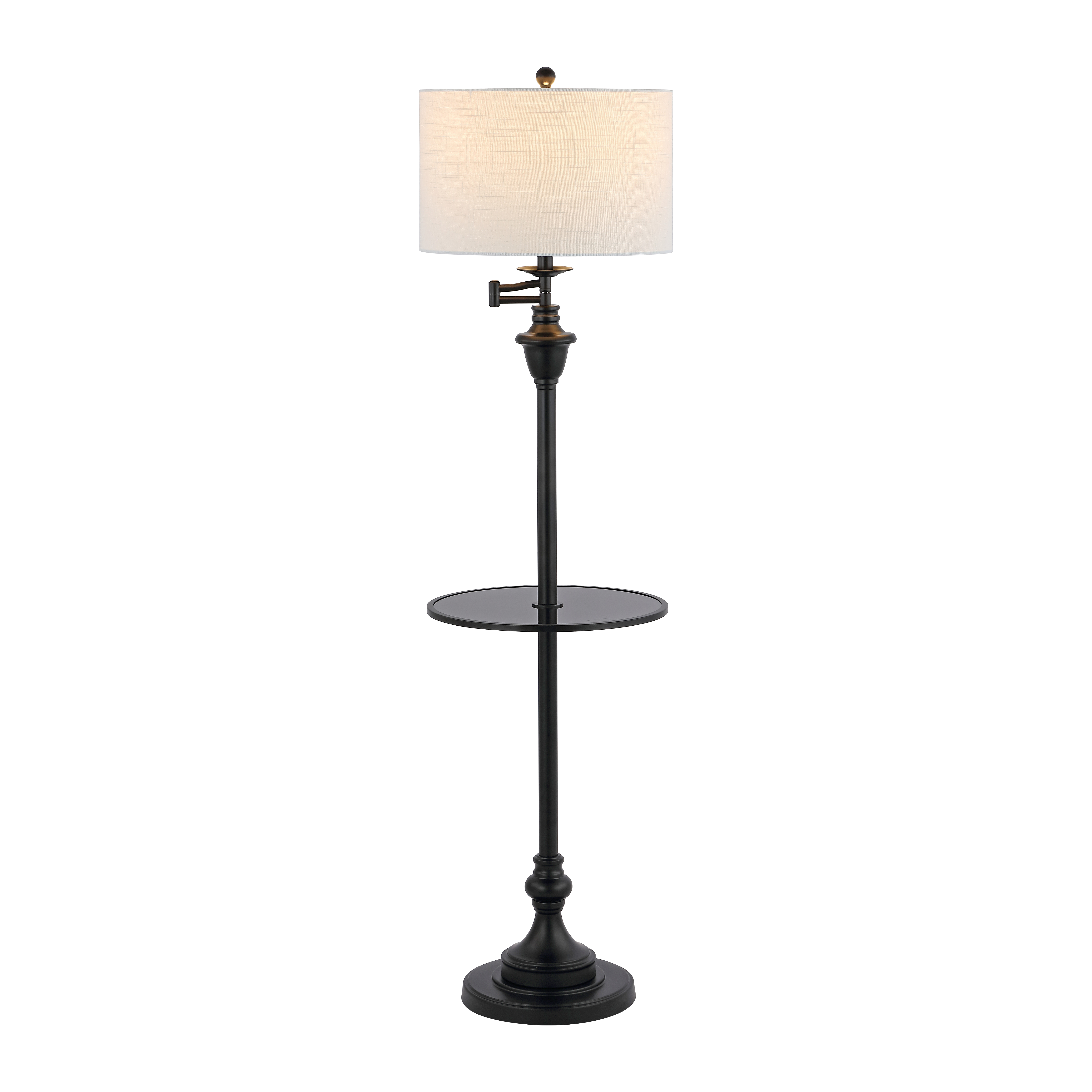 JONATHAN Y Cora 60" Metal/Glass LED Side Table and Floor Lamp, Black, JYL3055D