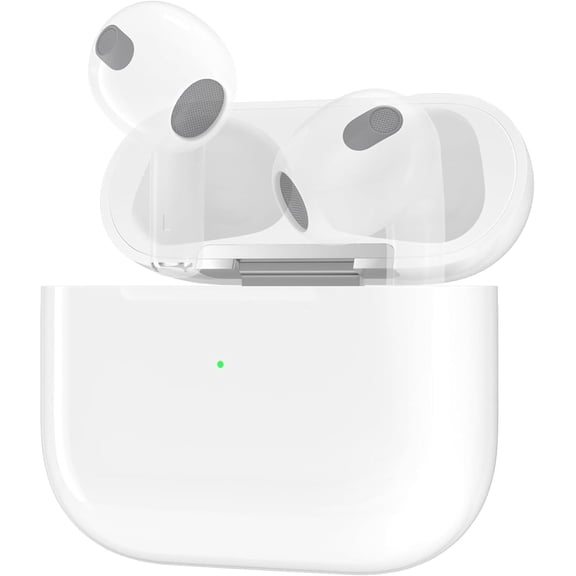 White True Wireless Bluetooth Earbuds with LED Indicator Charging Case, Semi-In-Ear Stereo Headphones for Daily Commute, Workouts, Travel & Hands-Free Calls