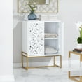 thumbnail image 4 of DecMode 30" x 42" White Wood Intricately Carved 1 Shelf and 2 Doors Floral Cabinet, 1-Piece, 4 of 17