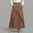 thumbnail image 3 of Maxi Wrap Skirts for Women Summer Elastic High Waisted Casual A Line Long Linen Skirt with Pockets, 3 of 7