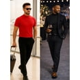 thumbnail image 3 of URBAN BUCK Short Sleeve Mock Turtle Neck Shirt Men Slim Fit Mock Neck Sweatshirt - Casual Ribbed Turtlenecks Sweater Murphy White Men T Shirt- S, 3 of 7